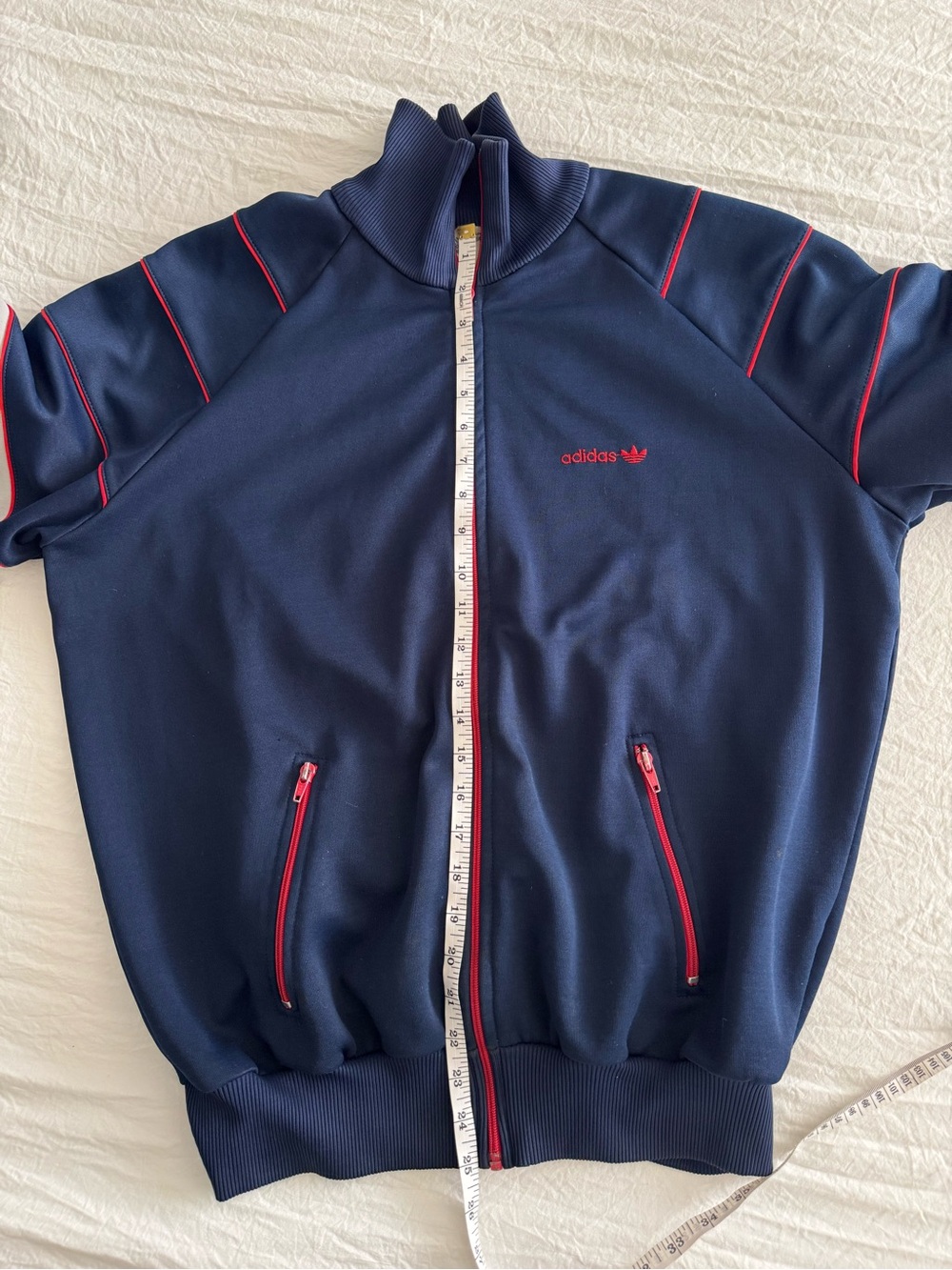 Vintage 80s Adidas Trefoil Track Jacket Navy Red White Colorblock - Picture 13 of 15